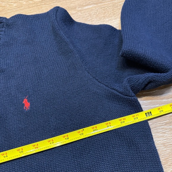 Polo Ralph Lauren Men's Navy Blue Cotton Crewneck Sweater XL Red Pony Logo - Picture 4 of 6